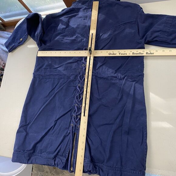 Some Days Lovin Jacket Womens Medium Blue Canvas Cargo Lace Up Back Parka PacSun - Picture 7 of 12